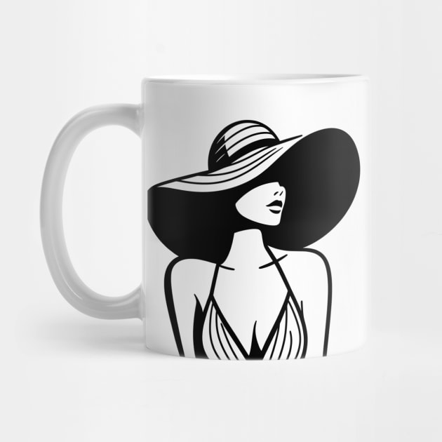 Woman Wearing Wide-Brimmed Sun Hat by KayBee Gift Shop